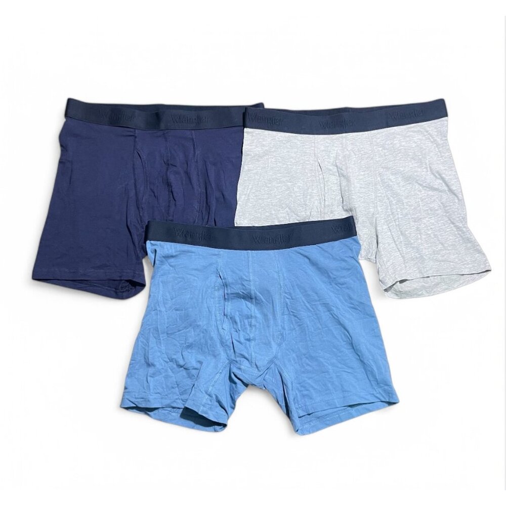Wrangler Five Star 3-Pack Cotton Stretch Boxer Briefs, Size M, Navy, Gray, Blue - Picture 4 of 5